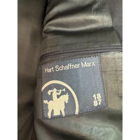 Hart Schaffner Marx Blazer Mens Size 42L 2 Button Navy Single Breasted - Picture 3 of 16